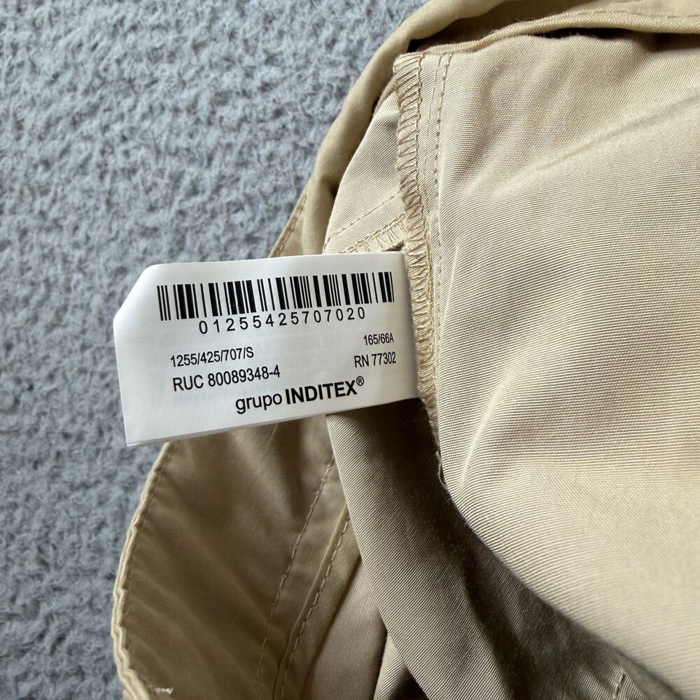 ZARA Cargo Mini Skirt Womens Small Tan Khaki Belt Loops Shorts Pockets Utility - Picture 7 of 8